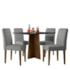 Mesa de Jantar Anitta 120x80 com 4 Cadeiras Ana Imbuia/Preto/Linho Cinza Claro - New Ceval