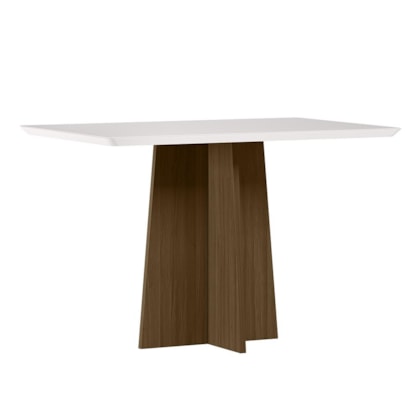 Mesa de Jantar Anitta 120x80 Imbuia/Off White Tampo em MDF com Vidro - New Ceval