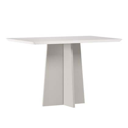 Mesa de Jantar Anitta 120x80 Off White Tampo em MDF com Vidro - New Ceval