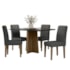 Mesa de Jantar Anitta 135x90 com 4 Cadeiras Amanda Imbuia/Preto/Linho Cinza Escuro - New Ceval