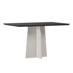 Mesa de Jantar Anitta 135x90 Off White/Preto Tampo em MDF com Vidro - New Ceval