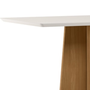 Mesa de Jantar Anitta 135x90 Ypê/Off White Tampo em MDF com Vidro - New Ceval