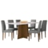 Mesa de Jantar Anitta 160x90 com 6 Cadeiras Ana Imbuia/Off White/Linho Cinza Claro - New Ceval