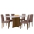 Mesa de Jantar Anitta 160x90 com 6 Cadeiras Ana Imbuia/Off White/Veludo Marrom Rosê - New Ceval