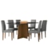 Mesa de Jantar Anitta 160x90 com 6 Cadeiras Ana Imbuia/Preto/Linho Cinza Claro - New Ceval