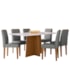 Mesa de Jantar Anitta 160x90 com 6 Cadeiras Ana Ypê/Off White/Linho Cinza Claro - New Ceval