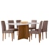 Mesa de Jantar Anitta 160x90 com 6 Cadeiras Ana Ypê/Off White/Veludo Marrom Rosê - New Ceval