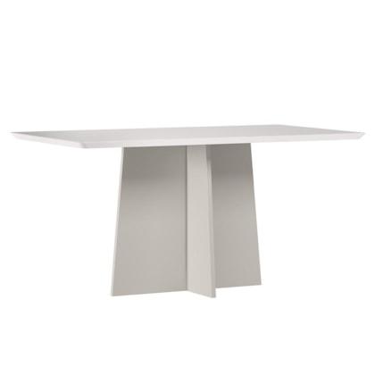 Mesa de Jantar Anitta 160x90 Off White Tampo em MDF com Vidro - New Ceval