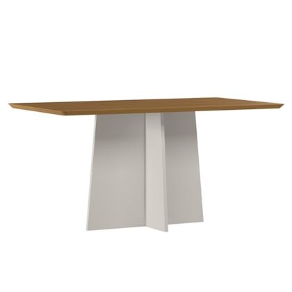 Mesa de Jantar Anitta 160x90 Off White/Ypê Tampo em MDF - New Ceval