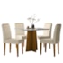 Mesa de Jantar Anitta 90x90 com 4 Cadeiras Ana Ypê/Off White/Linho Palha - New Ceval 