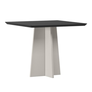 Mesa de Jantar Anitta 90x90 Off White/Preto Tampo em MDF com Vidro - New Ceval