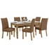 Mesa de Jantar Áries 180x90 com 6 Cadeiras Apogeu Amêndoa/Off White/Corino Caramelo - Móveis Lopas