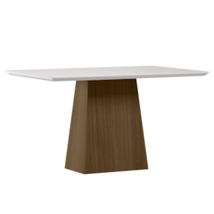 Mesa de Jantar Bárbara 135x90 Imbuia/Off White Tampo em MDF com Vidro - New Ceval