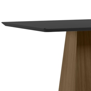 Mesa de Jantar Bárbara 135x90 Imbuia/Preto Tampo em MDF com Vidro - New Ceval