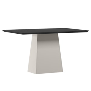 Mesa de Jantar Bárbara 135x90 Off White/Preto Tampo em MDF com Vidro - New Ceval