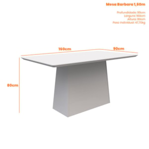 Mesa de Jantar Bárbara 160x90 com 6 Cadeiras Ana Off White/Ypê/Veludo Marrom Rosê - New Ceval