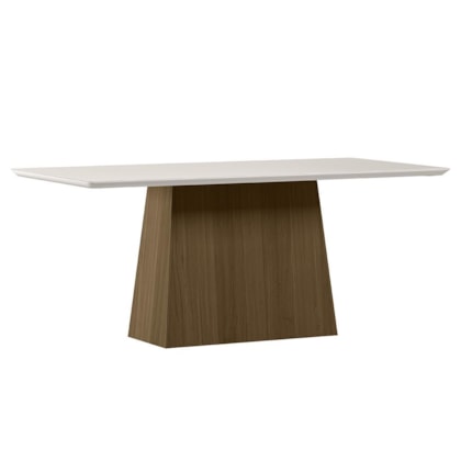 Mesa de Jantar Bárbara 180x90 Imbuia/Off White Tampo em MDF com Vidro - New Ceval