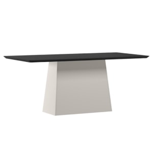 Mesa de Jantar Bárbara 180x90 Off White/Preto Tampo em MDF com Vidro - New Ceval