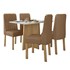 Mesa de Jantar Celebrare 120x80 com 4 Cadeiras Exclusive Amêndoa/Off White/Corino Caramelo - Móveis Lopas