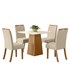 Mesa de Jantar Dora Tampo de MDF com 4 Cadeiras Bella Nature/Off White/Suede Linho - Móveis Henn