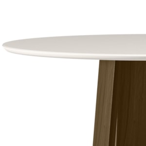 Mesa de Jantar Isabela 100x100 Imbuia/Off White Tampo em MDF com Vidro - New Ceval