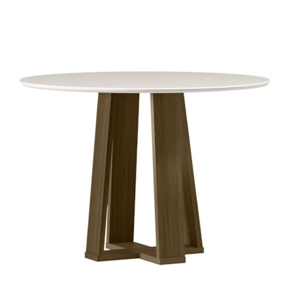 Mesa de Jantar Isabela 100x100 Imbuia/Off White Tampo em MDF com Vidro - New Ceval