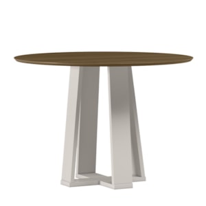 Mesa de Jantar Isabela 100x100 Off White/Imbuia Tampo em MDF - New Ceval