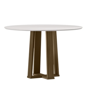 Mesa de Jantar Isabela 120x120 Imbuia/Off White Tampo em MDF com Vidro - New Ceval