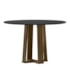 Mesa de Jantar Isabela 120x120 Imbuia/Preto Tampo em MDF com Vidro - New Ceval