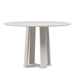 Mesa de Jantar Isabela 120x120 Off White Tampo em MDF com Vidro - New Ceval