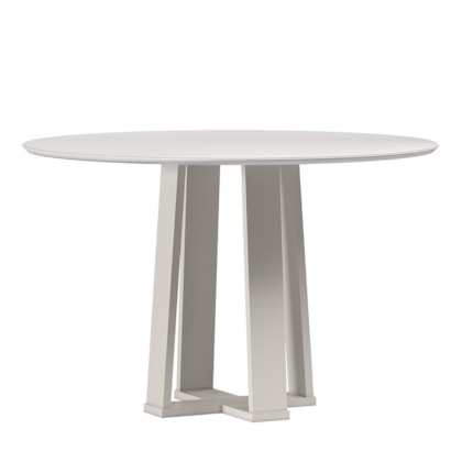 Mesa de Jantar Isabela 120x120 Off White Tampo em MDF com Vidro - New Ceval