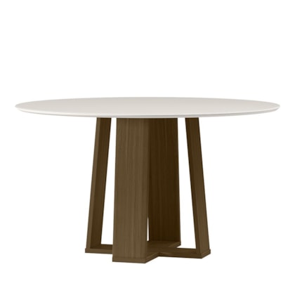 Mesa de Jantar Isabela 135x135 Imbuia/Off White Tampo em MDF com Vidro - New Ceval