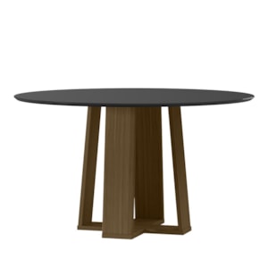 Mesa de Jantar Isabela 135x135 Imbuia/Preto Tampo em MDF com Vidro - New Ceval