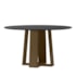 Mesa de Jantar Isabela 135x135 Imbuia/Preto Tampo em MDF com Vidro - New Ceval