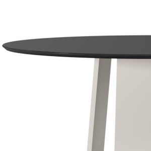 Mesa de Jantar Isabela 135x135 Off White/Preto Tampo em MDF com Vidro - New Ceval