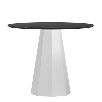 Mesa de Jantar Isis 100x100 Off White/Preto Tampo em MDF com Vidro - New Ceval