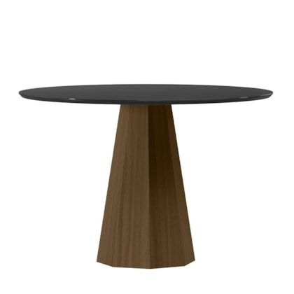 Mesa de Jantar Isis 120x120 Imbuia/Preto Tampo em MDF com Vidro - New Ceval