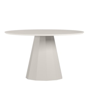 Mesa de Jantar Isis 135x135 Off White Tampo em MDF com Vidro - New Ceval