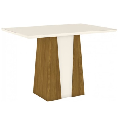 Mesa de Jantar Orus 4 Lugares com Tampo de MDF e Canto Reto 120x80 Nature/Nature/Off White - Móveis Henn