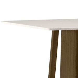 Mesa de Jantar Valencia 135x135 Imbuia/Off White Tampo em MDF com Vidro - New Ceval