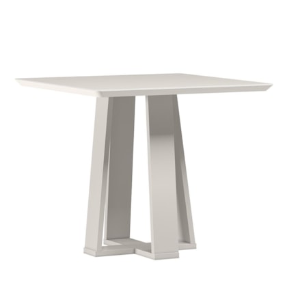 Mesa de Jantar Valencia 90x90 Off White Tampo em MDF com Vidro - New Ceval