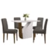 Mesa de Jantar Veneza 120x80 com 4 Cadeiras Amanda Imbuia/Off White/Veludo Cinza Escuro - New Ceval