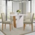 Mesa de Jantar Veneza 120x80 com 4 Cadeiras Amanda Ypê/Off White/Veludo Nude - New Ceval