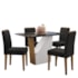 Mesa de Jantar Veneza 120x80 com 4 Cadeiras Ana Ypê/Preto/Veludo Preto - New Ceval