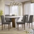 Mesa de Jantar Veneza 160x90 com 6 Cadeiras Amanda Imbuia/Off White/Veludo Cinza Escuro - New Ceval