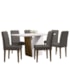 Mesa de Jantar Veneza 160x90 com 6 Cadeiras Amanda Imbuia/Off White/Veludo Cinza Escuro - New Ceval