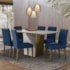 Mesa de Jantar Veneza 160x90 com 6 Cadeiras Caroline Imbuia/Off White/Veludo Azul Marinho - New Ceval