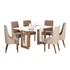 Mesa de Jantar Yara Tampo de MDF com 6 Cadeiras Ivy Nature/Off White/Corano Bege/Suede Cacao - Móveis Henn