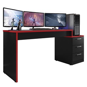 Mesa para Computador Desk Gamer DRX-5000 Preto/Vermelho - PR Móveis 