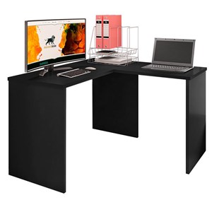 Mesa para Computador Escrivaninha Gávea em L Preto - PR Móveis 